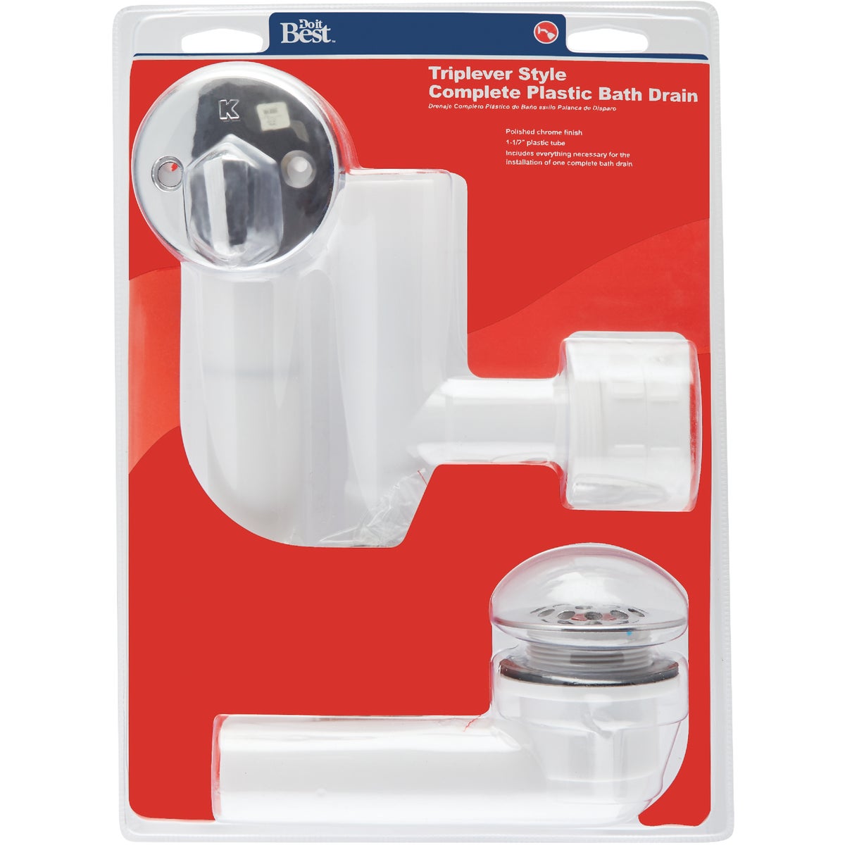 Do it Best Plastic Trip Lever Bath Drain for Concealed Drain with Polished Chrome Trim Image 2