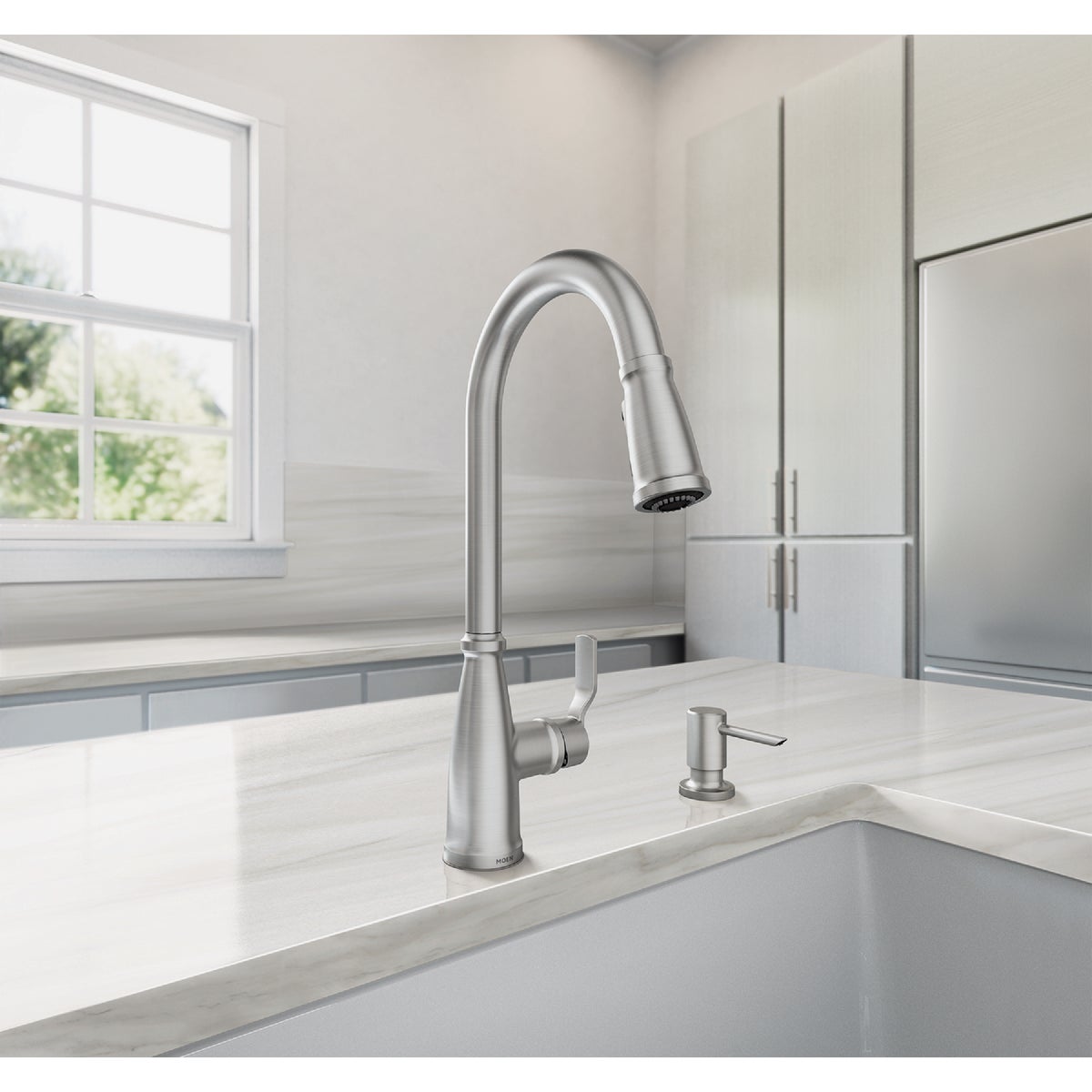 Moen Nolia 1-Handle Pull-Down High Arc Kitchen Faucet, Spot Resistant Stainless Image 4