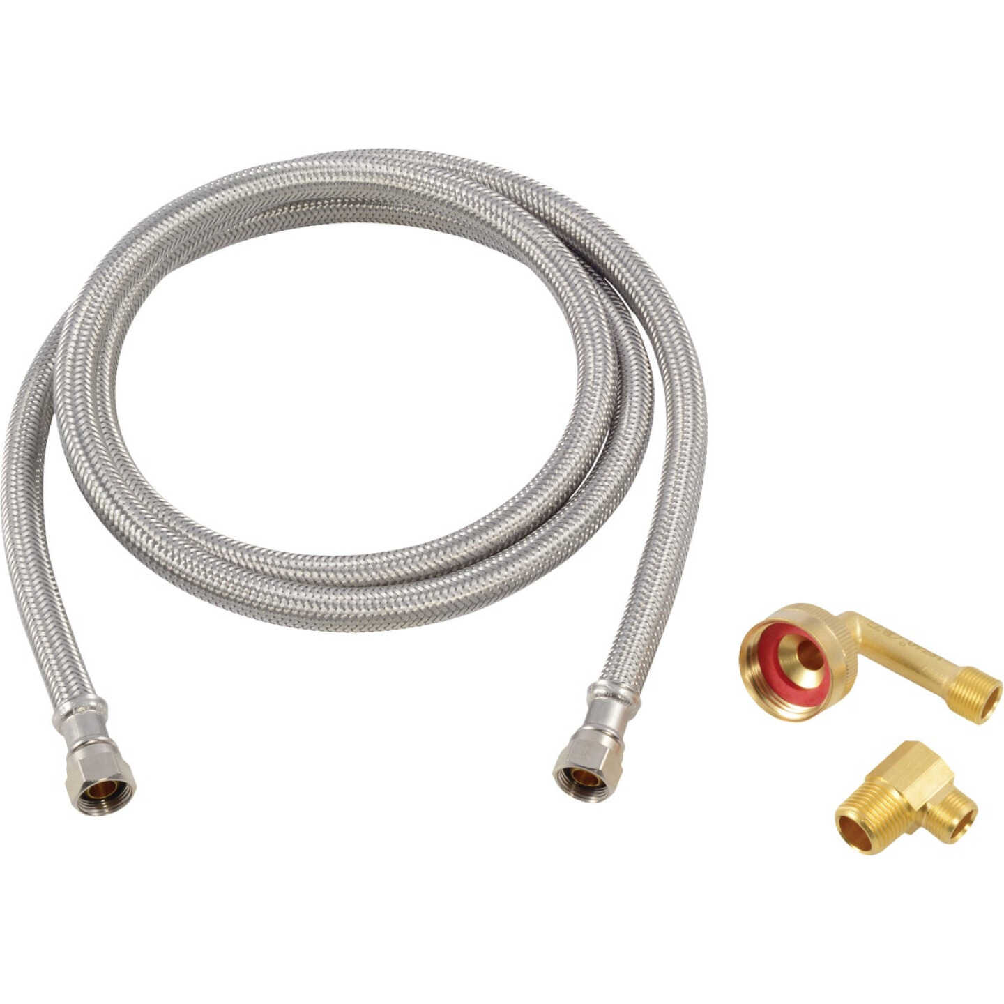 Eastman 3/8 In. Comp x 3/8 In. MIP (or 3/4 In. FHT) x 5 Ft. L. Braided Stainless Steel Universal Dishwasher Installation Kit Image 1