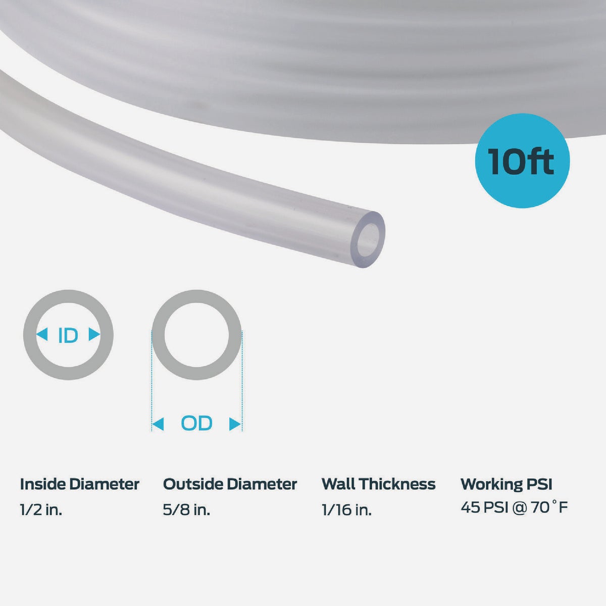 Eastman EZ-Flo 10 Ft. Clear Vinyl Tubing 1/2 In. ID x 5/8 In. OD Image 2