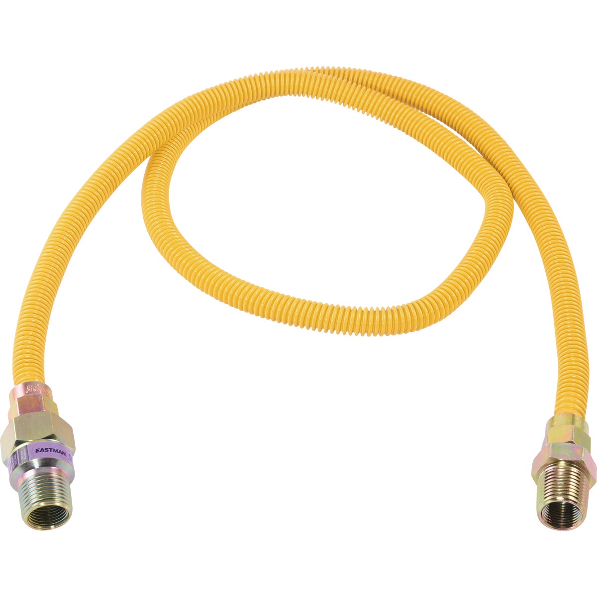 Eastman 3/8 In. OD x 48 In. 1/2 In. MIP (Tapped 3/8 In. FIP) x 1/2 In. MIP (Tapped 3/8 In. FIP) Coated Stainless Steel Gas Connector with ArmorBoost Excess Flow Valve Image 1