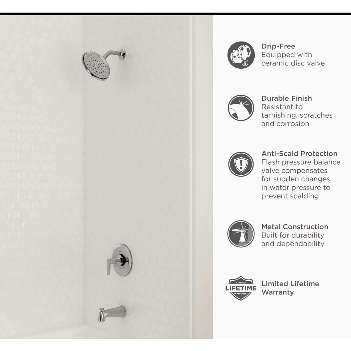 American Standard Becklow Chrome Single-Handle Lever Tub & Shower Faucet Image 2