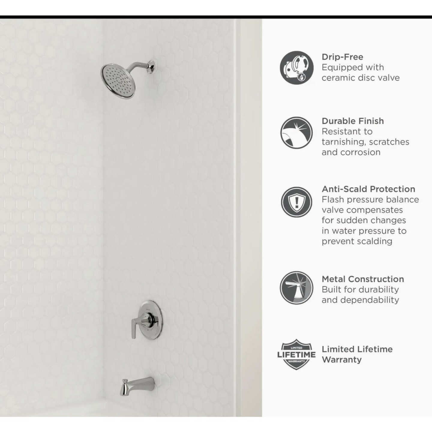 American Standard Becklow Chrome Single-Handle Lever Tub & Shower Faucet Image 2
