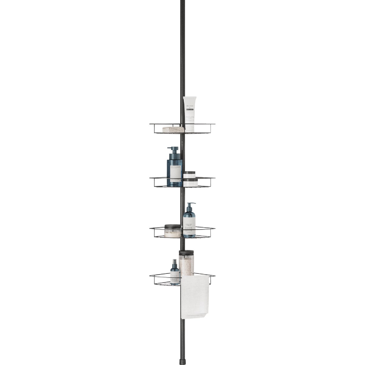 Zenna Home Matte Black Corner Shower Tension Pole Caddy