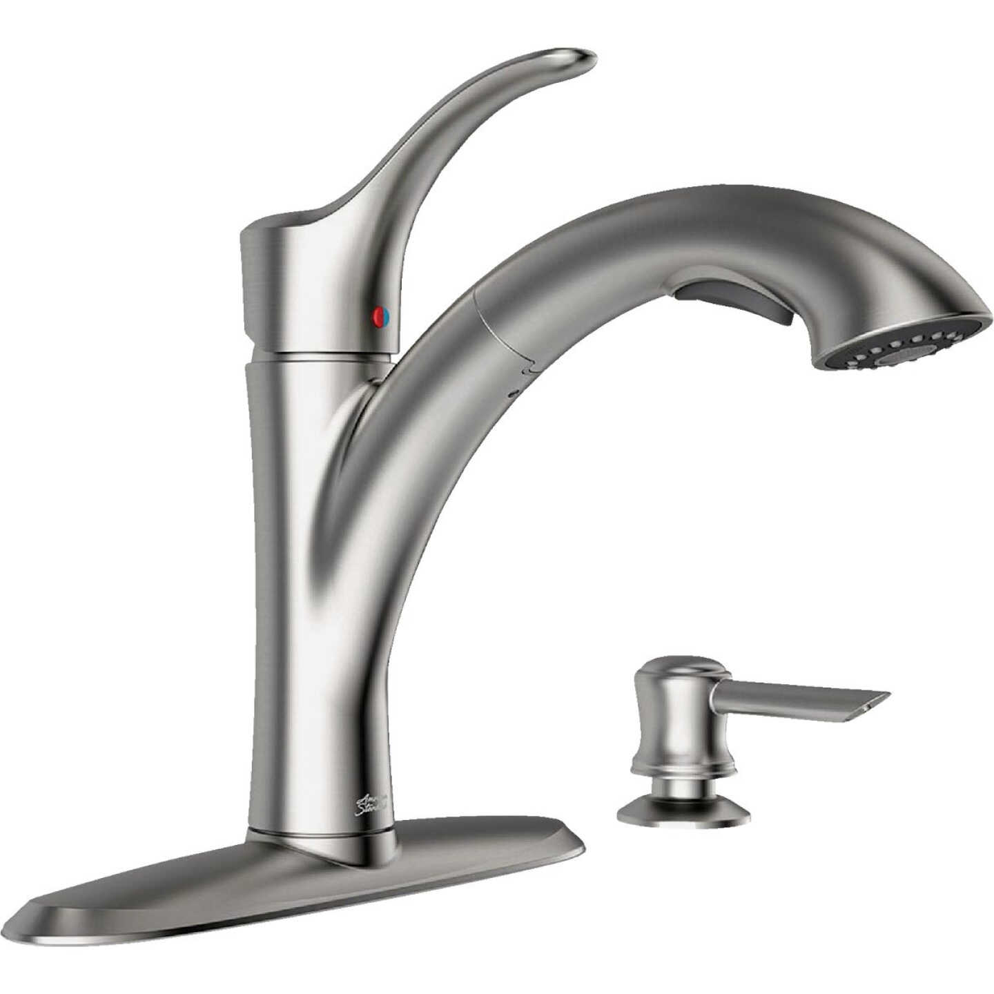 American Standard Mesa 1-Handle Lever Pull-Down Kitchen Faucet with Soap Dispenser, Stainless Steel Image 1
