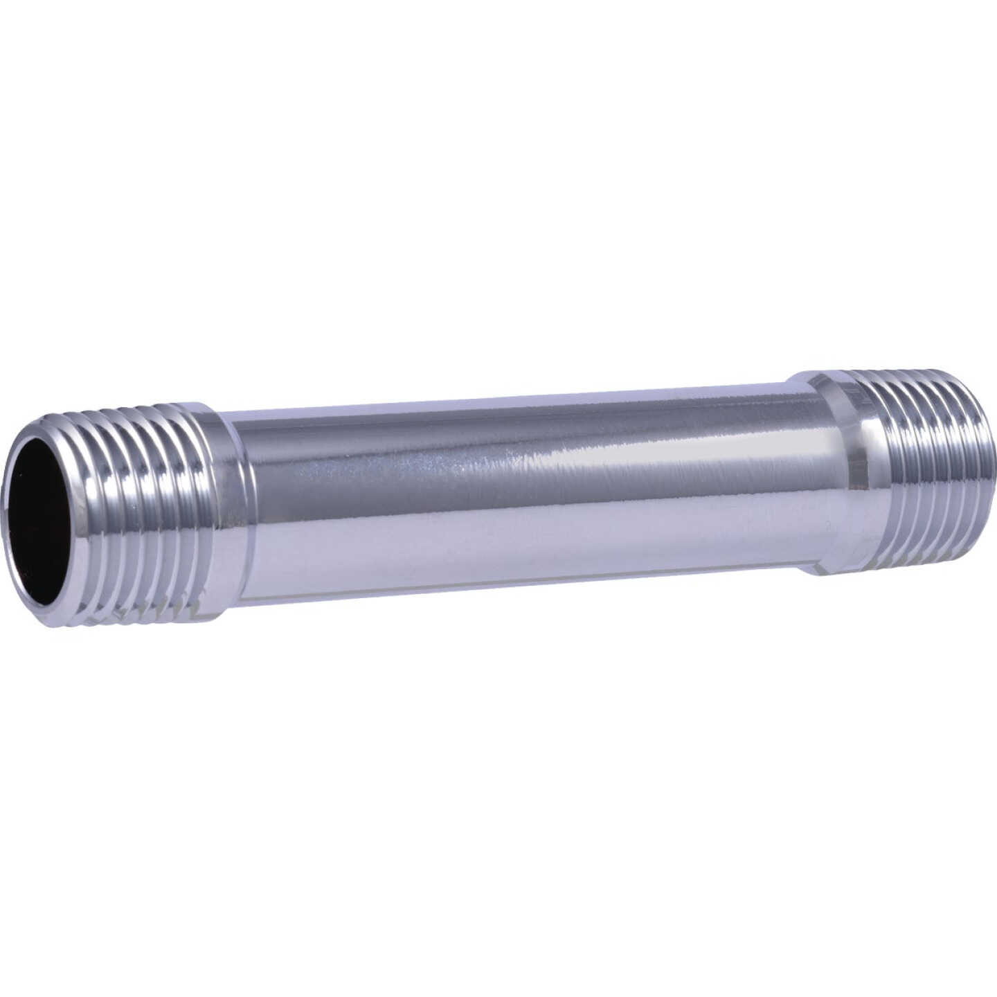 SharkBite 1/2 In. MIP x 4 In. Chrome-Plated Brass Pipe Nipple Image 1