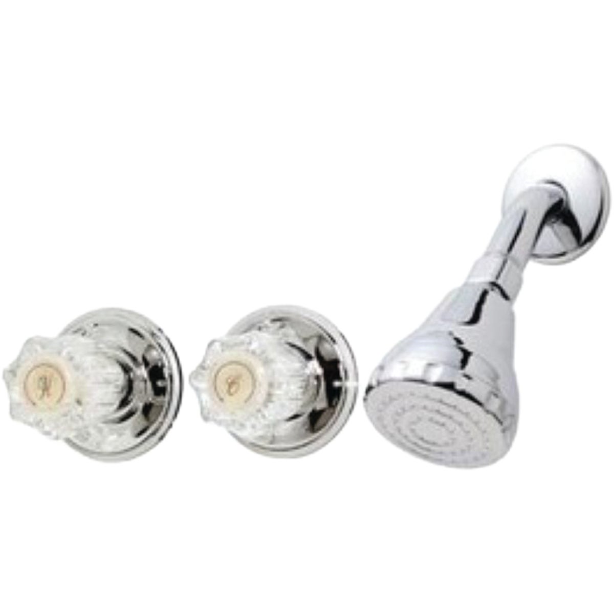 Homepointe Shower Faucet + Showerhead, 2 Acrylic Handles, Chrome