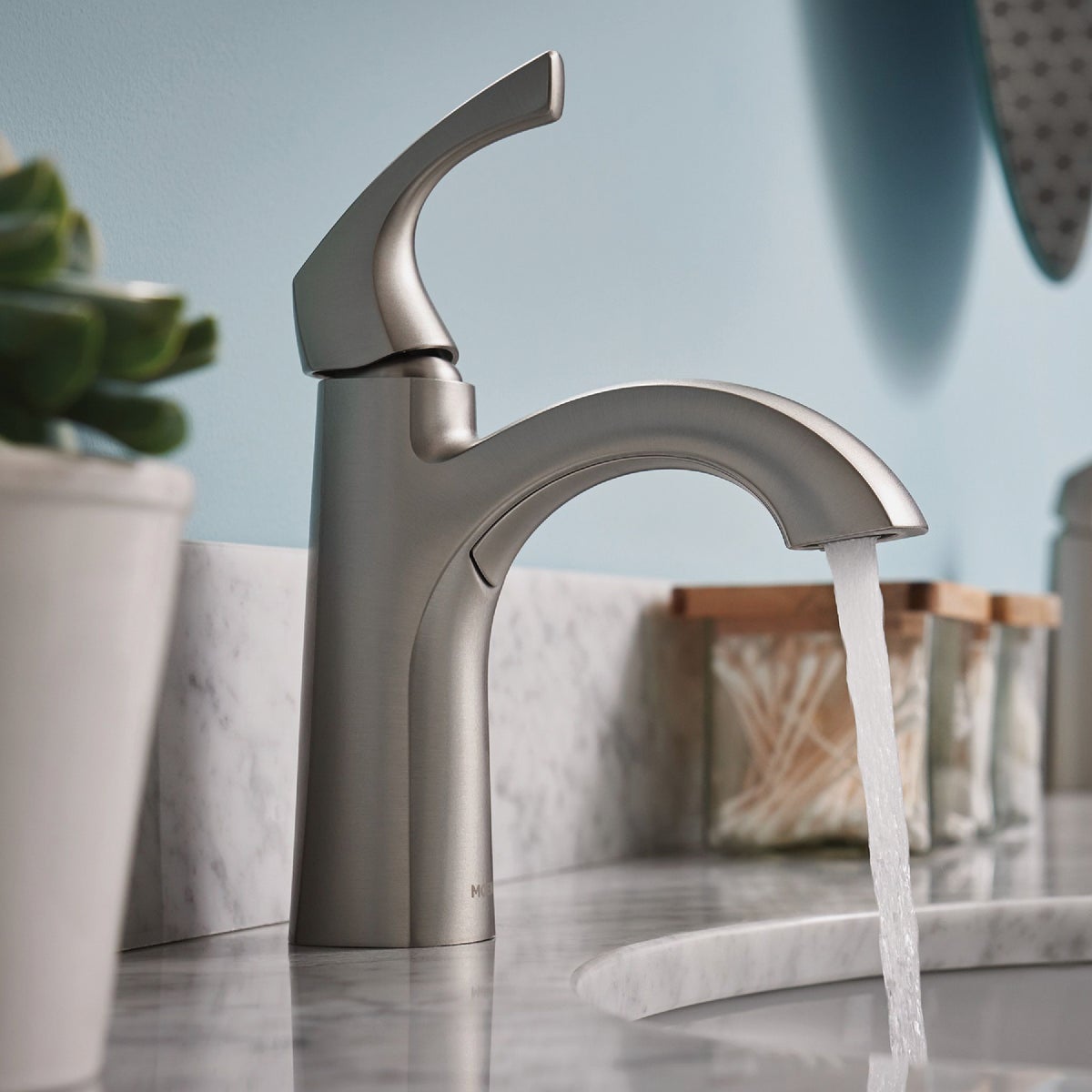 Moen Lindor 1-Handle Lever Centerset Bathroom Faucet, Spot Resist Brushed Nickel Image 2