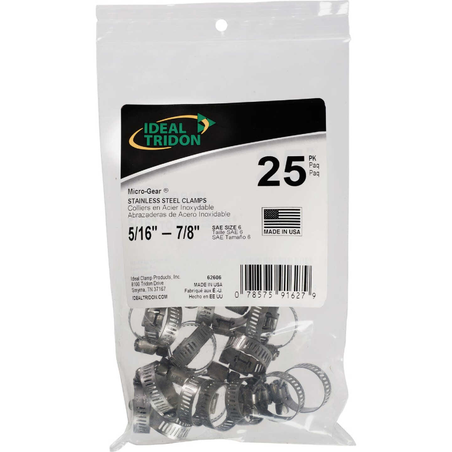 Ideal HY-GEAR 5/16 In. To 7/8 In. Stainless Steel Worm Gear Hose Clamps (25-Piece) Image 1