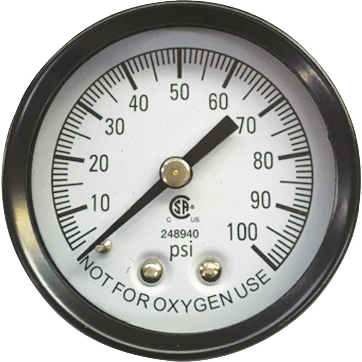 Simmons 1/8 In. MPT Fitting 100 psi Pressure Gauge Image 1