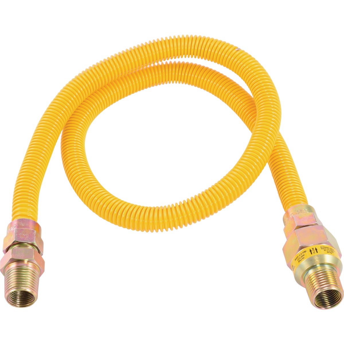 Eastman 1/2 In. OD x 24 In. 1/2 In. MIP (Tapped 3/8 In. FIP) x 1/2 In. MIP (Tapped 3/8 In. FIP) Coated Stainless Steel Gas Connector with ArmorBoost Excess Flow Valve Image 1