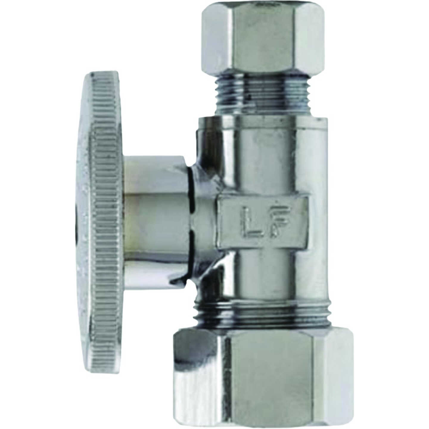 Master Plumber 5/8 IN. OD Compression x 3/8 In. OD Compression Chrome Straight Supply Stop Valve Image 1
