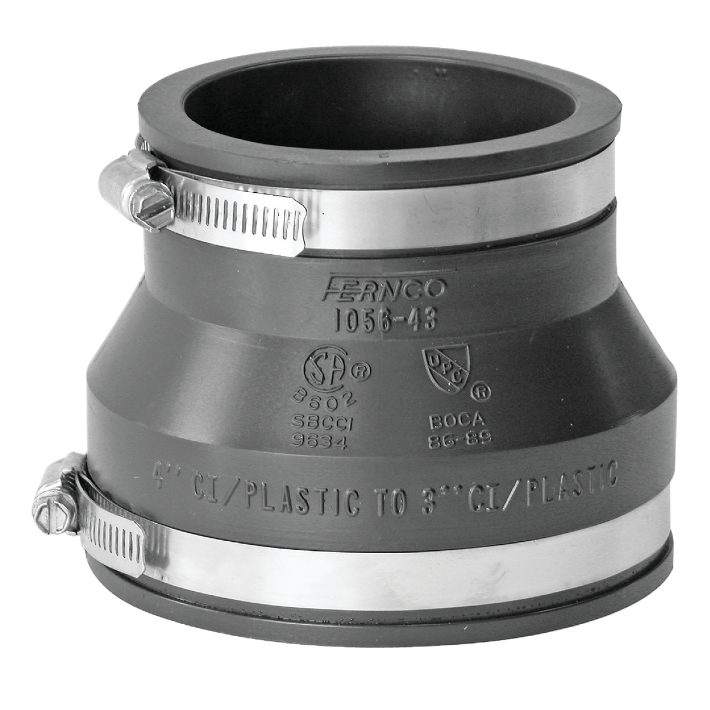 Fernco 4 In. x 3 In. Flexible PVC Coupling Image 1