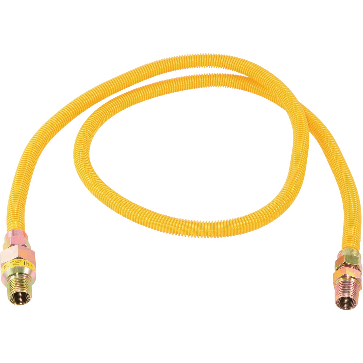 Eastman 1/2 In. OD x 60 In. 1/2 In. MIP (Tapped 3/8 In. FIP) x 1/2 In. MIP (Tapped 3/8 In. FIP) Coated Stainless Steel Gas Connector with ArmorBoost Excess Flow Valve Image 1