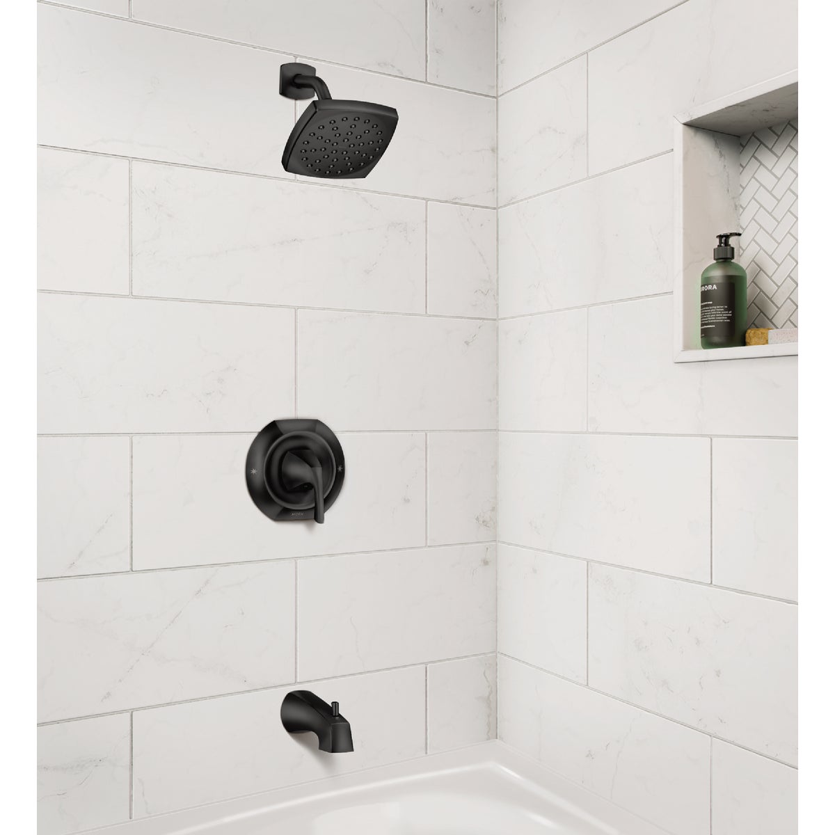 Moen Lindor Posi-Temp 1-Handle Lever Tub & Shower Faucet, Matte Black Image 2