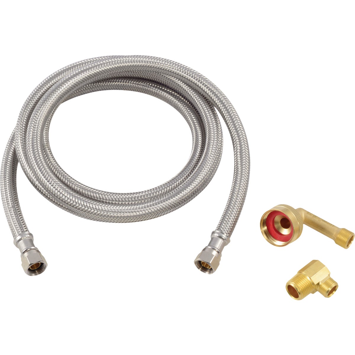 Eastman 3/8 In. Comp x 3/8 In. MIP (or 3/4 In. FHT) x 6 Ft. L. Braided Stainless Steel Universal Dishwasher Installation Kit Image 1