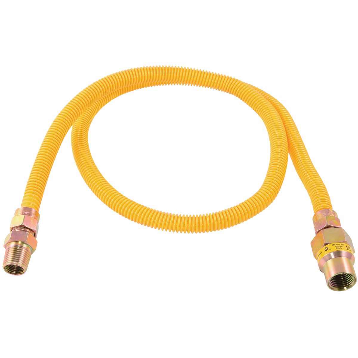 Eastman 1/2 In. OD x 48 In. 1/2 In. MIP (Tapped 3/8 In. FIP) x 1/2 In. FIP Coated Stainless Steel Gas Connector with ArmorBoost Excess Flow Valve Image 1