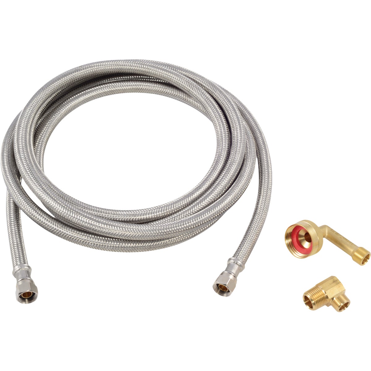 Eastman 3/8 In. Comp x 3/8 In. MIP (or 3/4 In. FHT) x 10 Ft. L. Braided Stainless Steel Universal Dishwasher Installation Kit Image 1