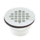 Jones Stephens 2 In. PVC Solvent Weld Shower Drain with 4-1/4 In. Stainless Steel Strainer Image 1