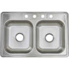 Common Goods 33 In. x 22 In. x 6 In. Double Bowl Top Mount Kitchen Sink Image 3