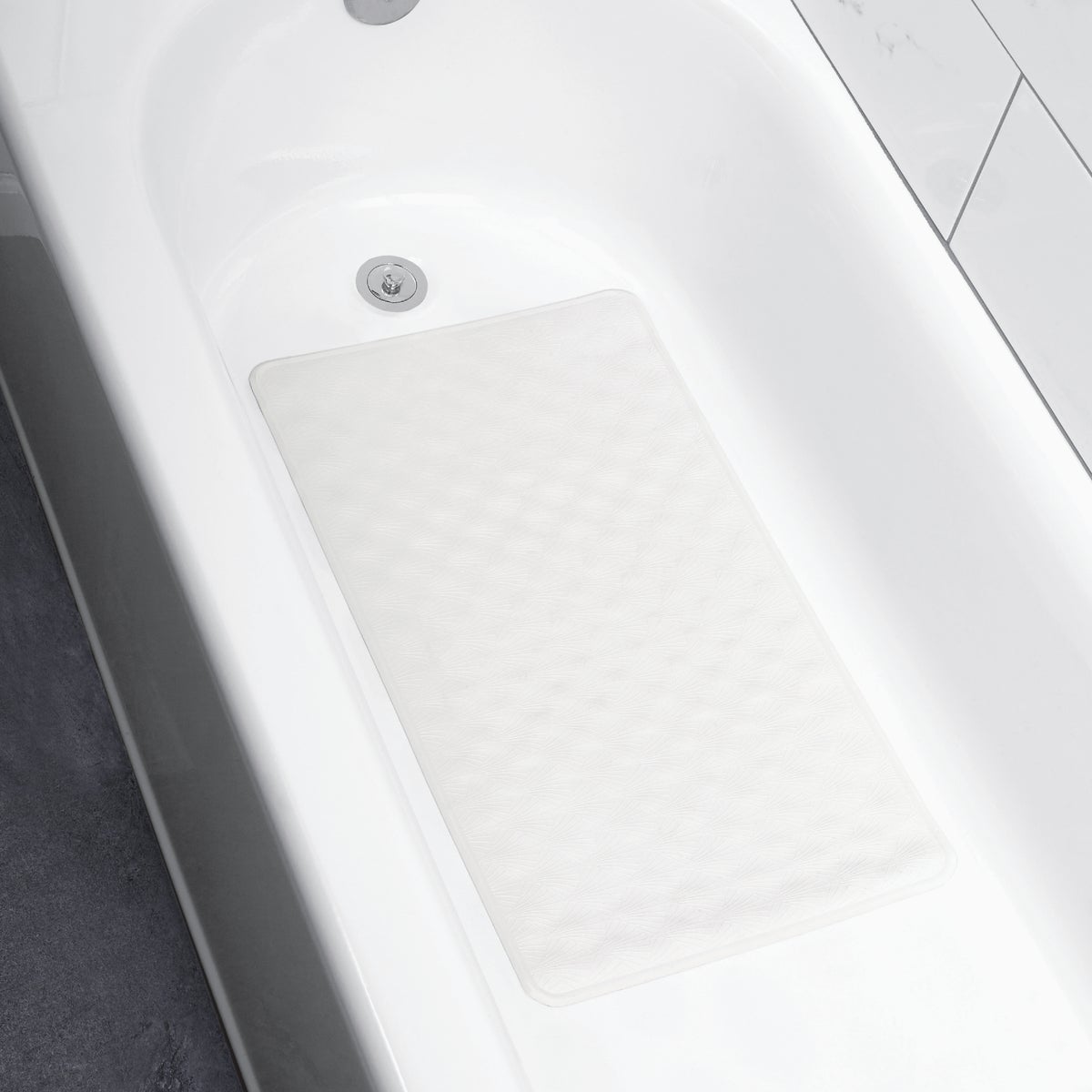 Zenith Zenna Home 16 In. x 28 In. White Rubber Bath Mat Image 2