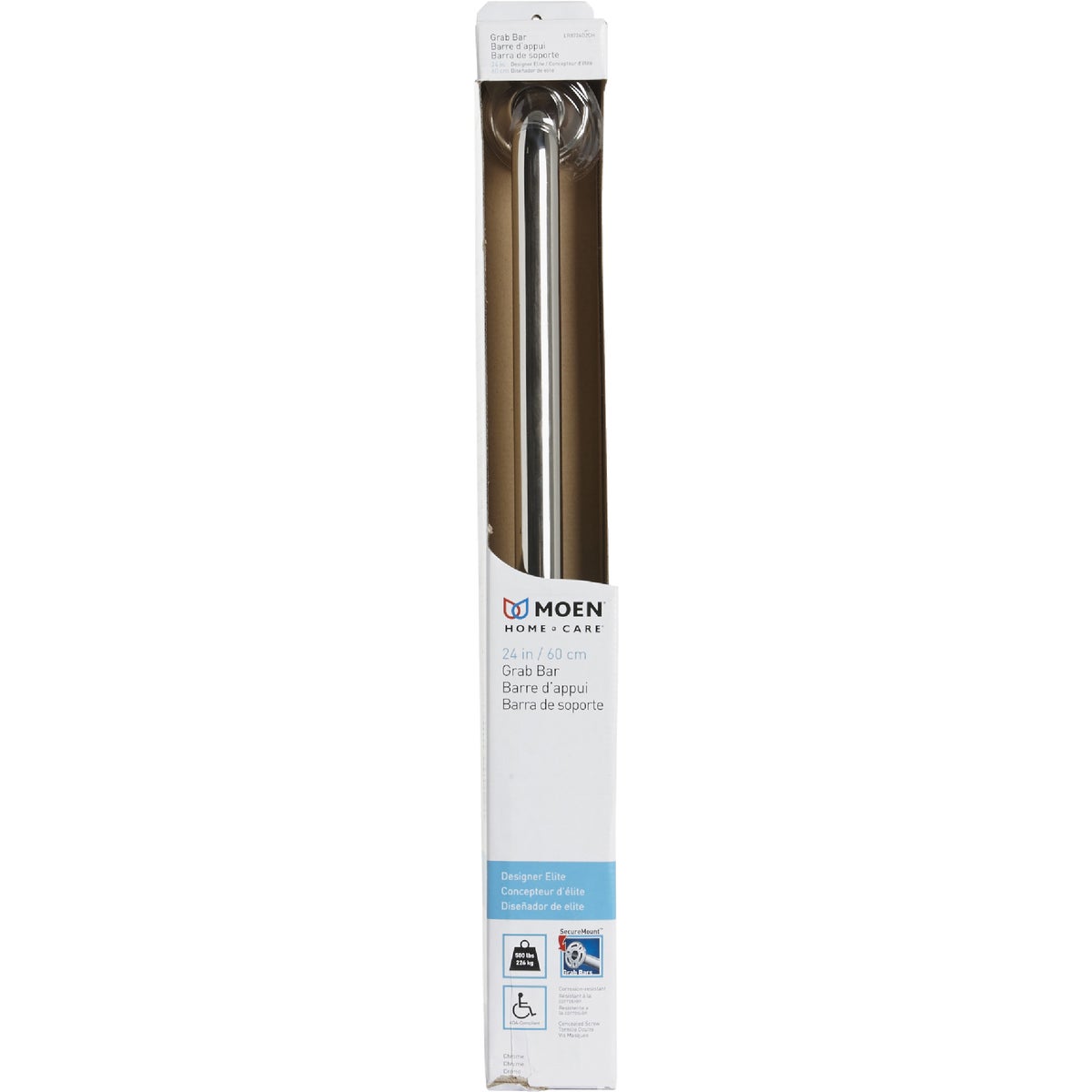 Moen Home Care 24 In. Concealed Screw Designer Grab Bar, Chrome Image 2
