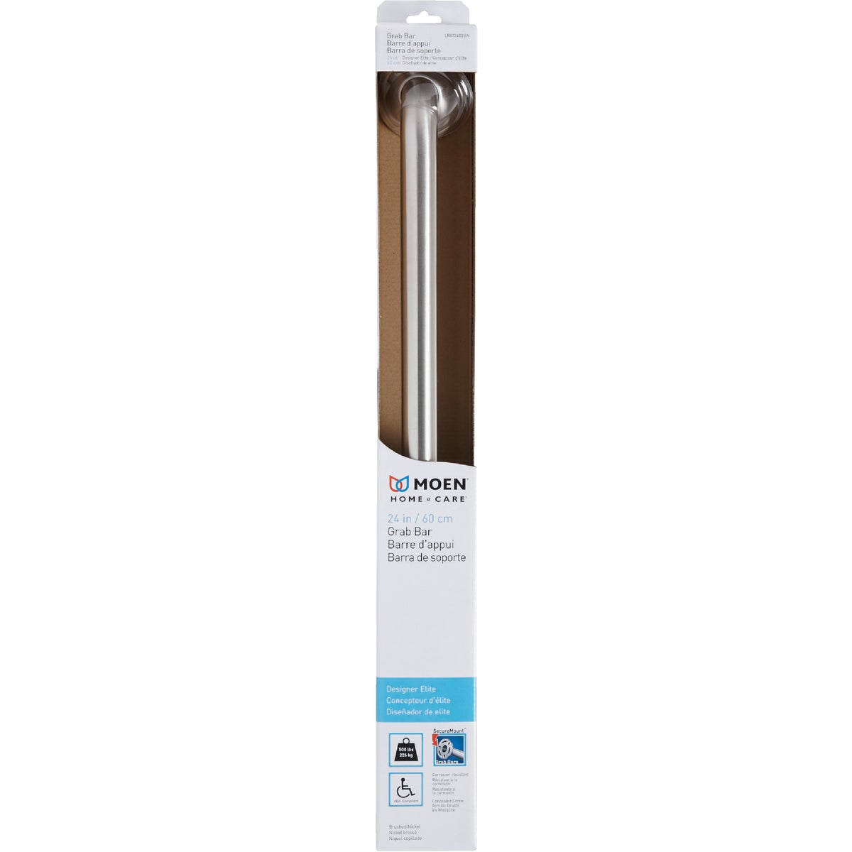 Moen Home Care 24 In. Concealed Screw Designer Grab Bar, Brushed Nickel Image 2