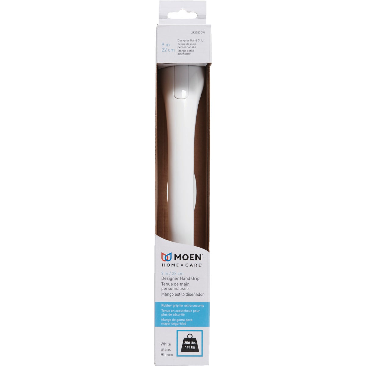 Moen Home Care 9 In. Concealed Screw Grab Bar with Rubber Pad, Glacier Image 2