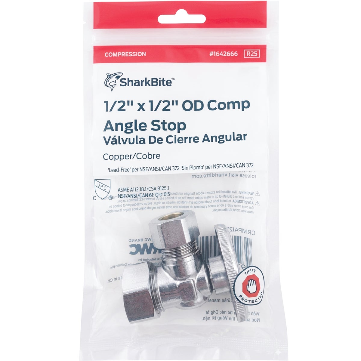 SharkBite 1/2 In. (5/8 In. OD) Compression x 1/2 In. (3/8 In. OD) Angle Stop Valve Image 2