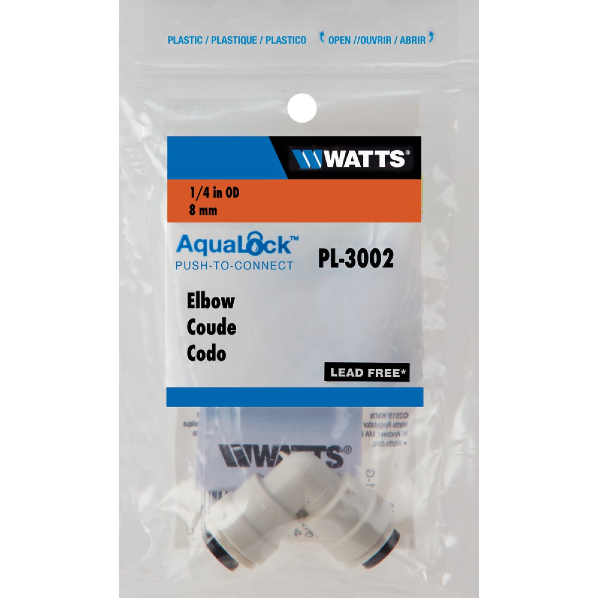 Watts Aqualock 1/4 In. x 1/4 In. 90 Deg. Push-to-Connect Plastic Elbow Image 2