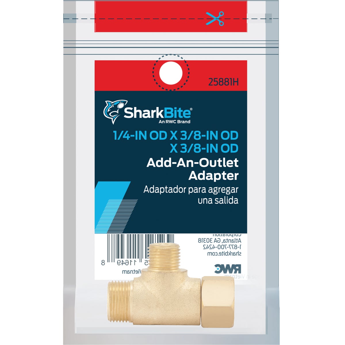 SharkBite 3/8 In. Comp Inlet x 3/8 In. Comp Outlet x 1/4 In. Comp Outlet In. Add-An-Outlet Adapter Image 2