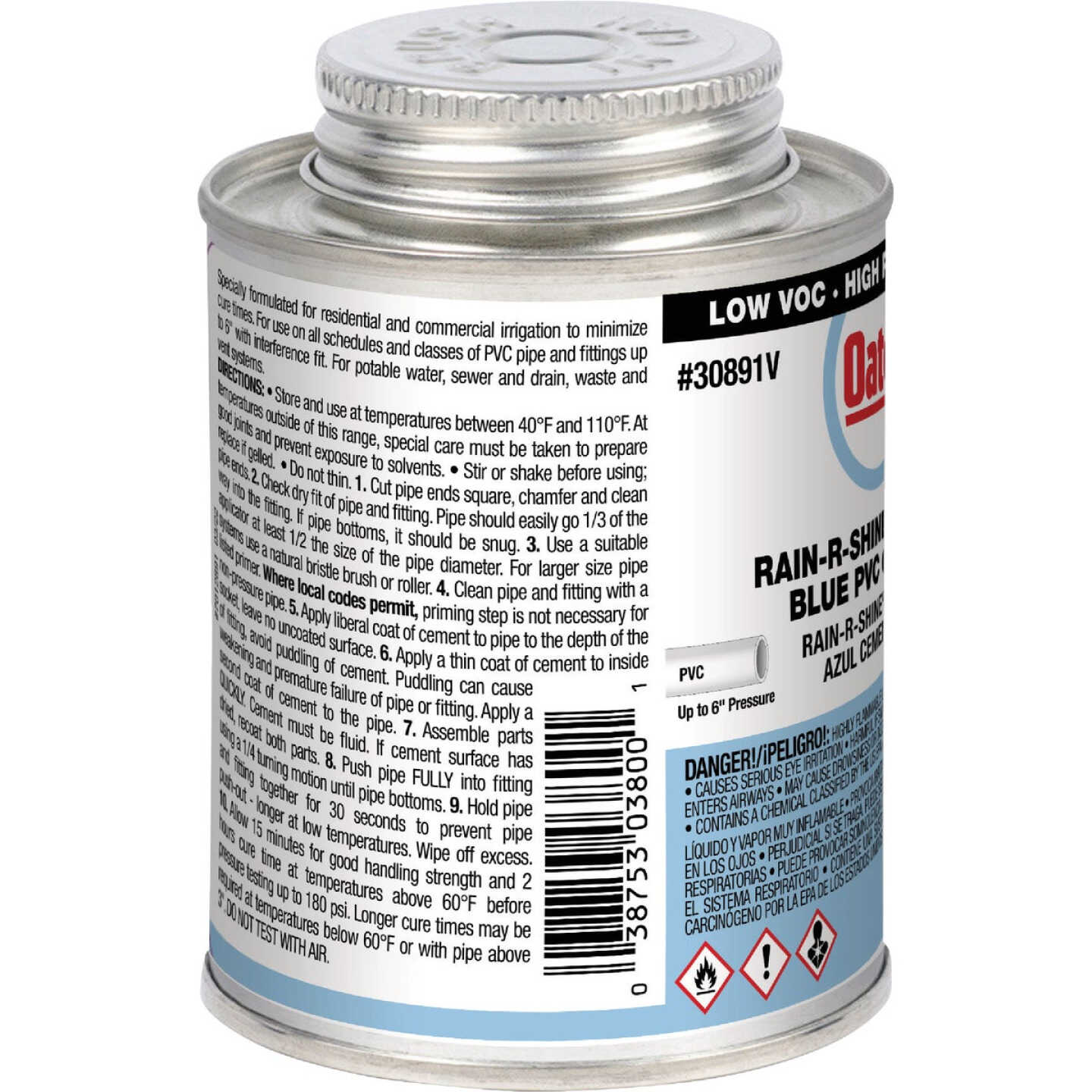 Oatey Rain-R-Shine 8 Oz. Low Voc Medium Bodied Blue PVC Cement Image 2