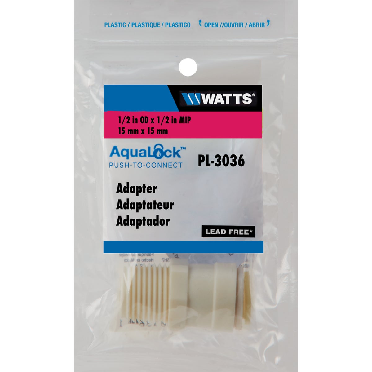 Watts Aqualock 1/2 In. OD x 1/2 In. MPT Push-to-Connect Plastic Adapter Image 2