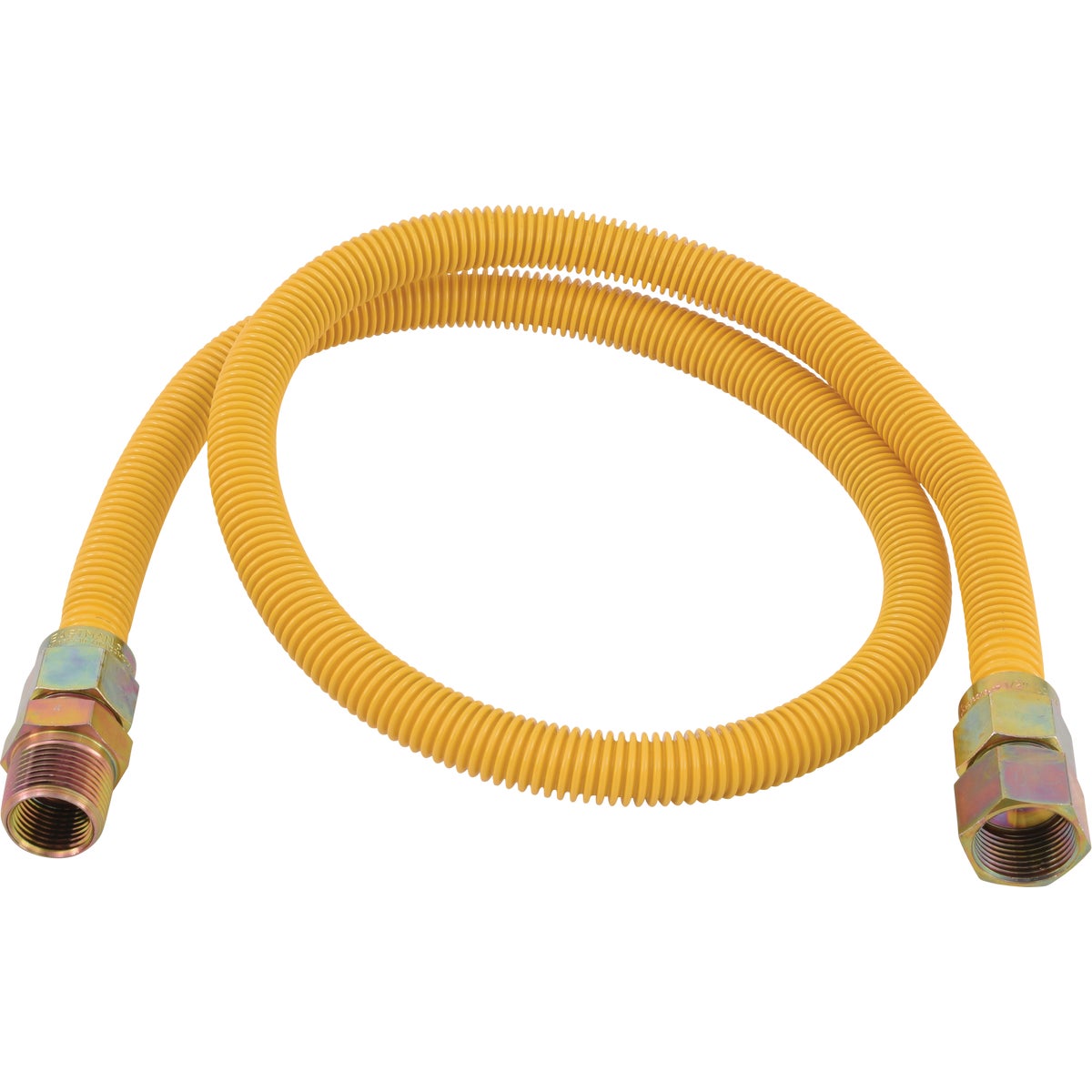 Eastman 5/8 In. OD x 48 In. 3/4 In. FIP x 1/2 In. FIP (Tapped 3/8 In. FIP) Coated Stainless Steel Gas Connector with ArmorBoost Excess Flow Valve Image 1