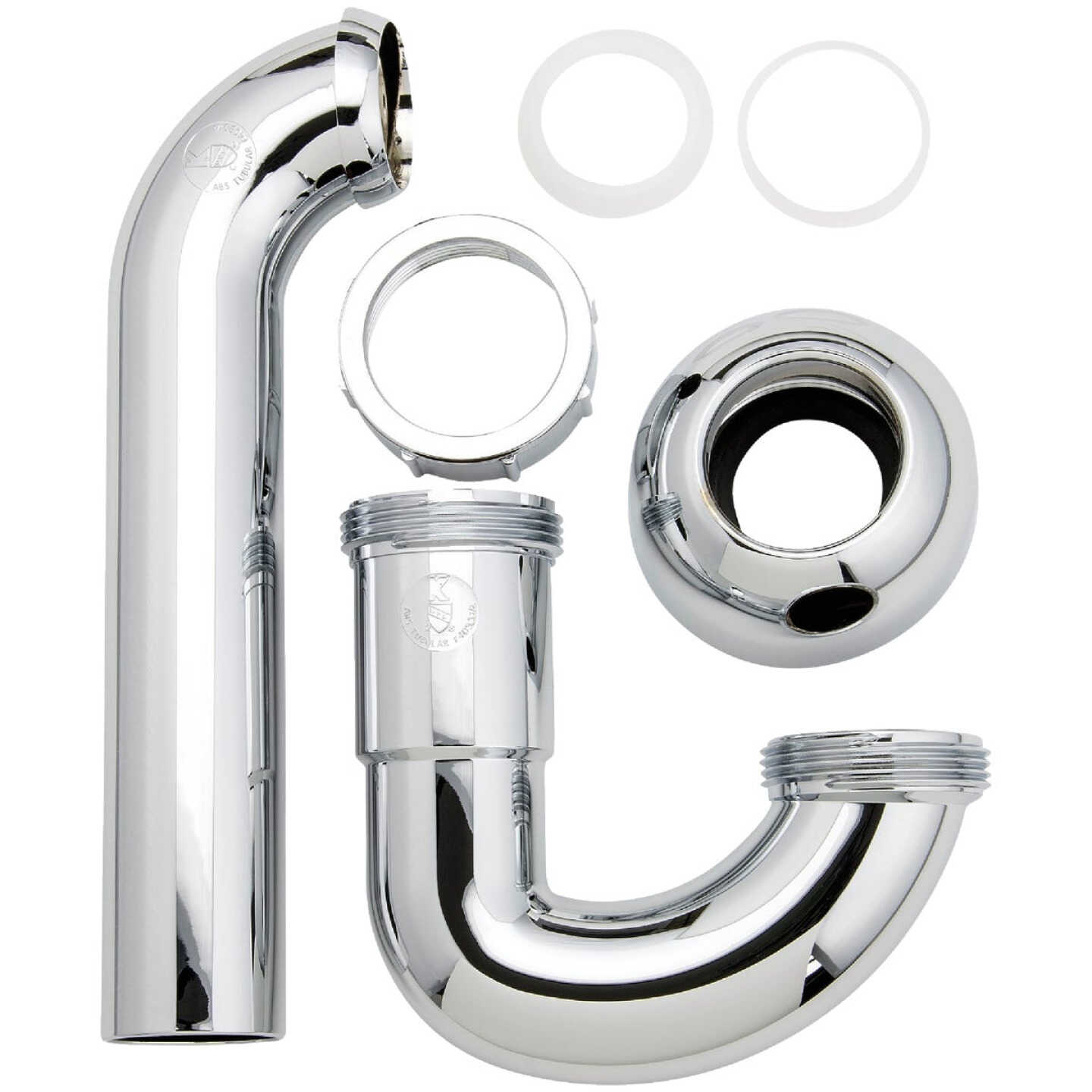 Keeney 1-1/2 in. ABS Decorative Polished Chrome P-Trap with 1-1/4 in. Reducer Washer Image 1