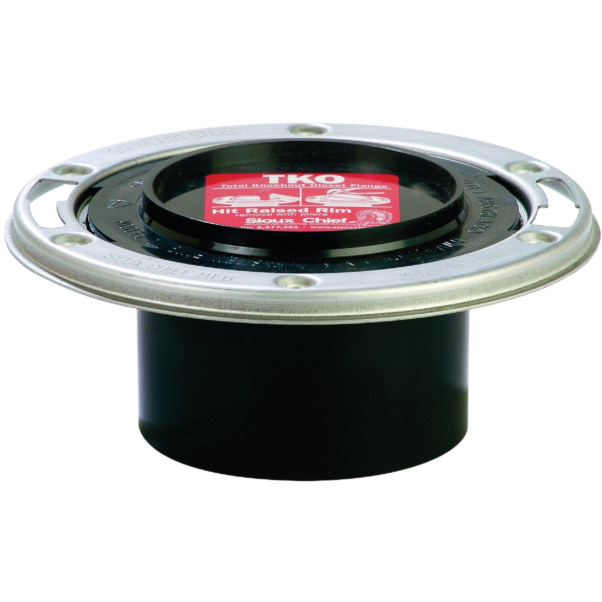 Sioux Chief Total Knockout 3 In. Spigot ABS Toilet Flange with Stainless Steel Swivel Ring