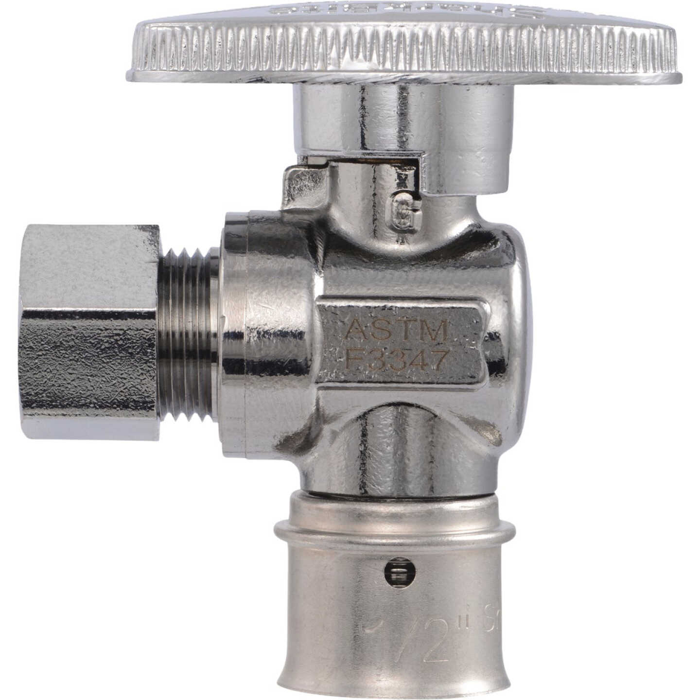 SharkBite 1/2 In. PEX Press x 3/8 In. OD Brass Angle Stop Image 3