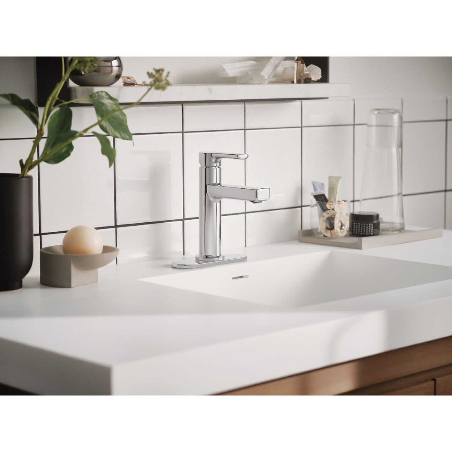 Moen Rinza 1-Handle Lever Centerset Bathroom Faucet, Chrome Image 2