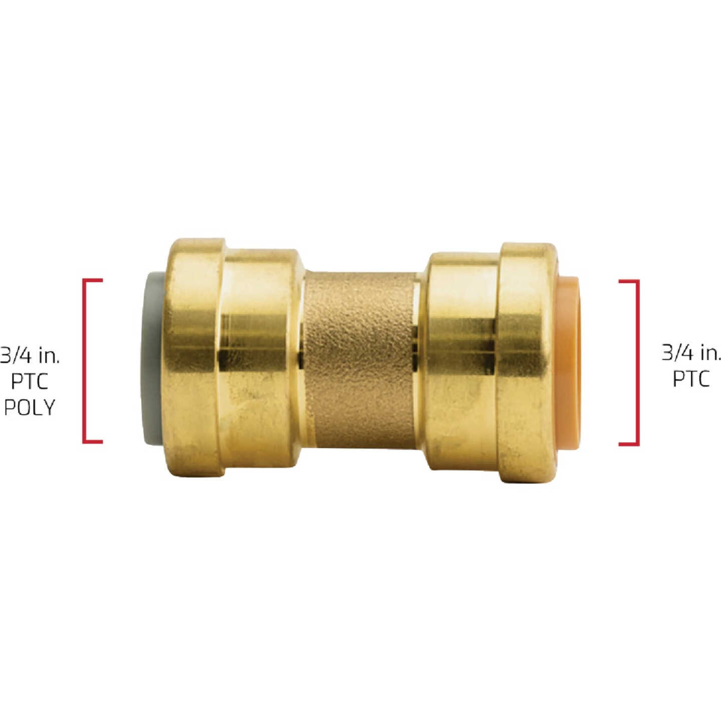 QuickFitting 3/4 In. x 3/4 In. Push-to-Connect Brass Polybutylene Transition (Conversion) Coupling Image 6
