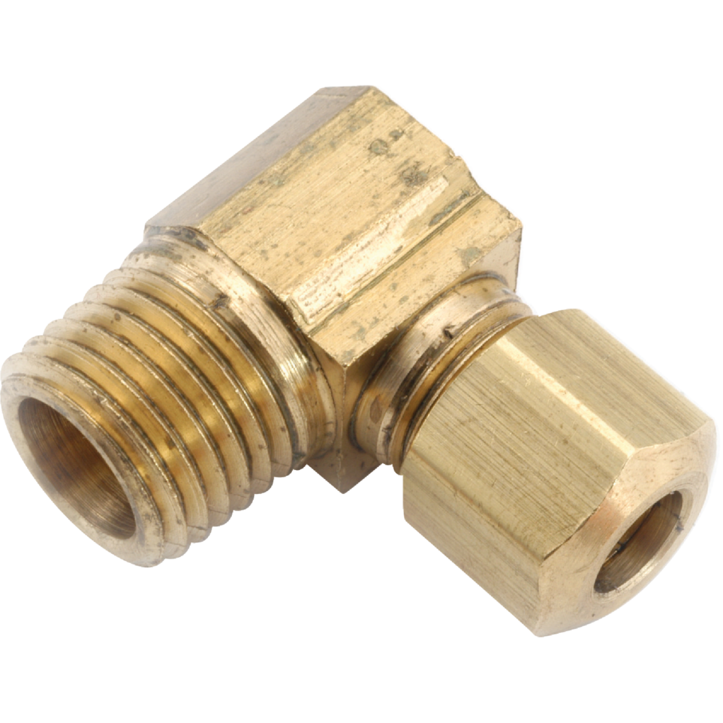 Anderson Metals 3/8 In. x 1/2 In. Male 90 Deg. Compression Brass Elbow (1/4 Bend) Image 1