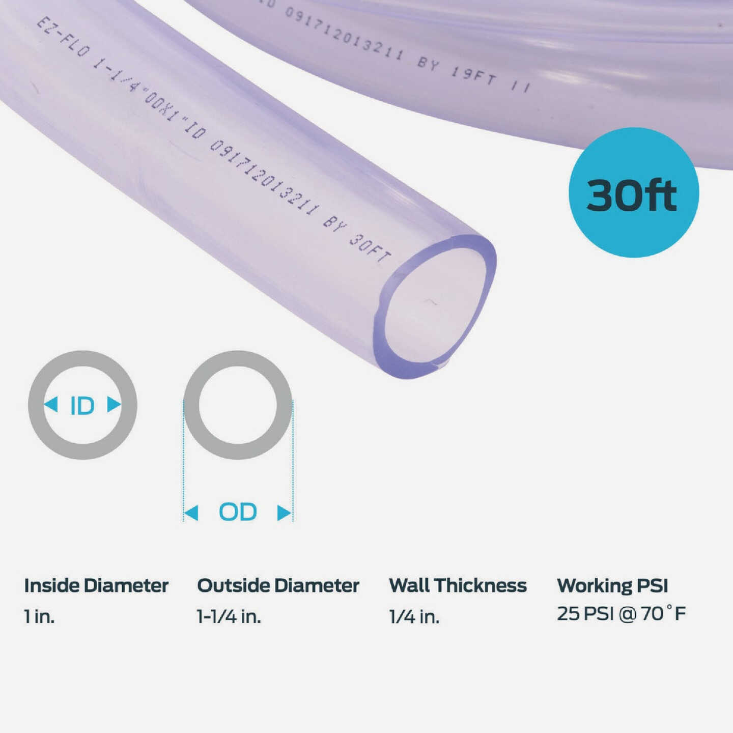 Eastman EZ-Flo 30 Ft. Clear Vinyl Tubing 1 In. ID x 1-1/4 In. OD Bulk Spool Image 5