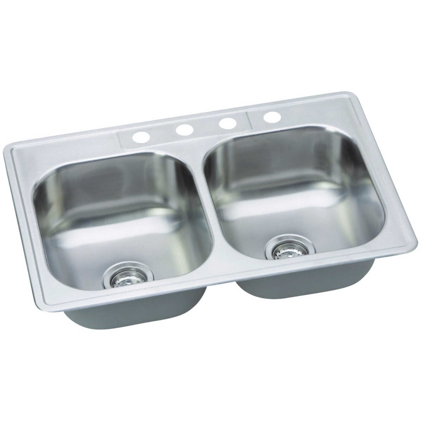 Elkay Dayton 33 In. x 22 In. x 8-1/16 In. Equal Double Bowl Drop-In Kitchen Sink, Stainless Steel Image 1