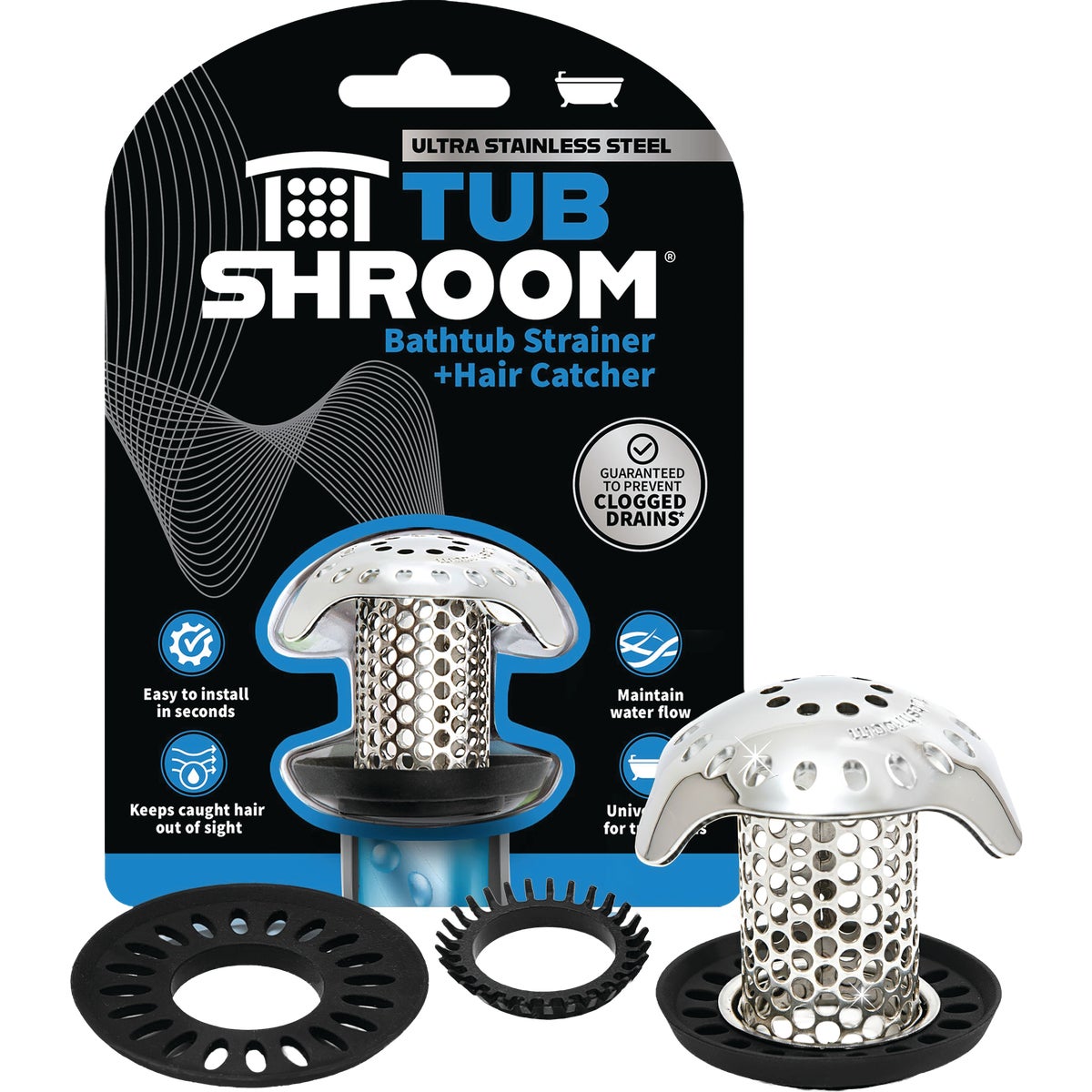 TubShroom Stainless Steel Drain Protector & Hair Catcher