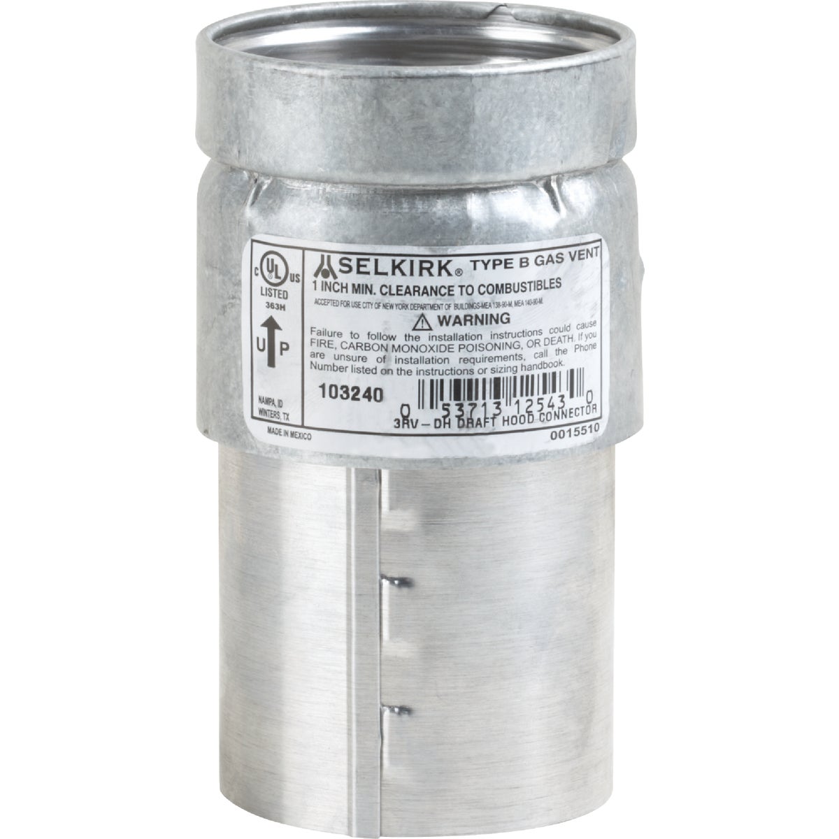 SELKIRK RV 6 In. Draft Hood Connector