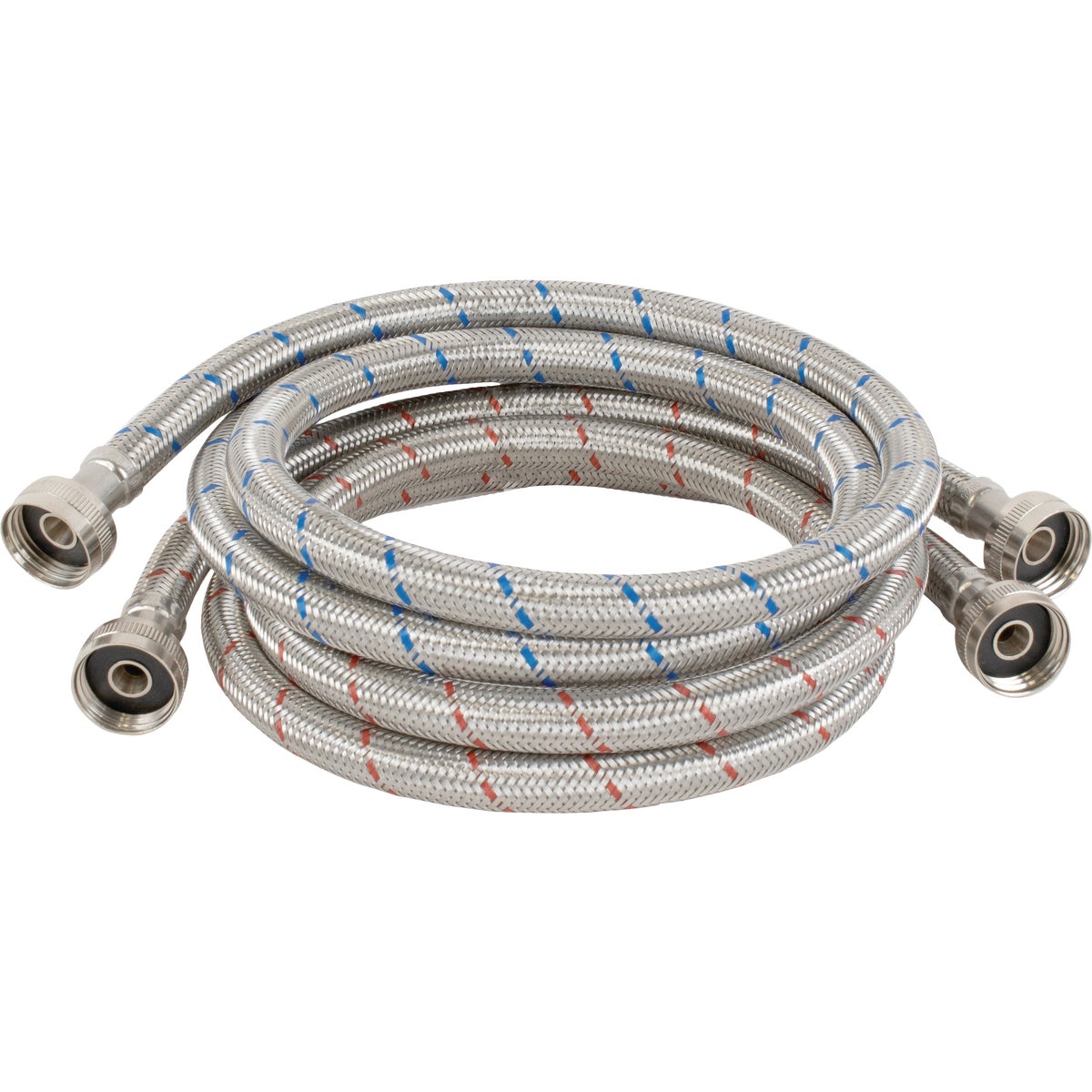 Homewerks 3/4 In. x 3/4 In. x 60 In. Stainless Steel Washing Machine Hose (2-Pack)