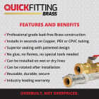 QuickFitting 1/2 In. Push-to-Connect Angle Stop Valve x 7/8 In. Ballcock x 12 In. Braided Stainless Steel Toilet Connector Hose Image 4