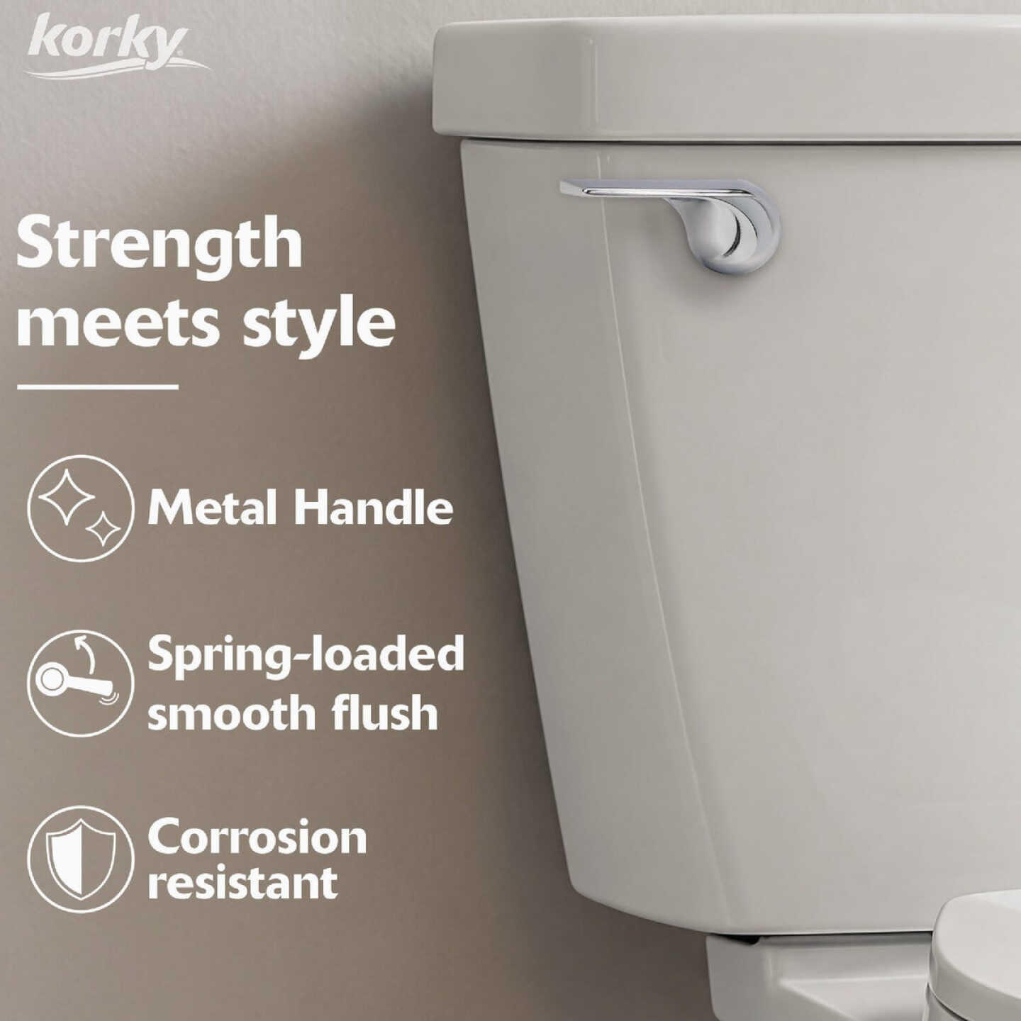 Korky StrongARM Universal Chrome Tank Lever with Wave Style Handle Image 2