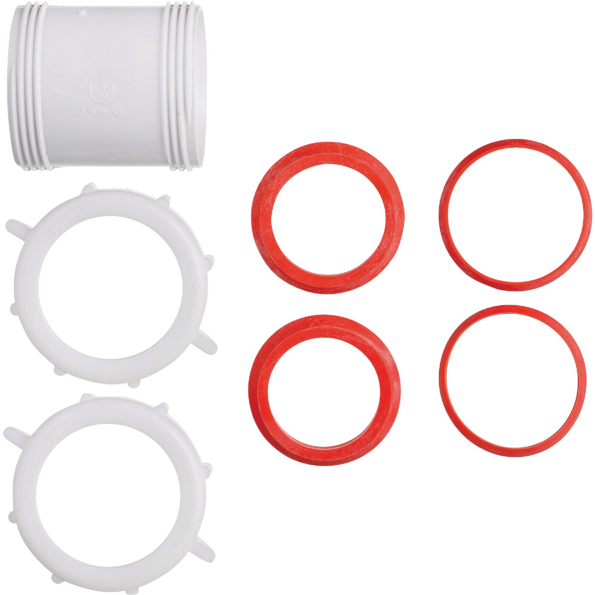 Keeney 1-1/2 In. White Polypropylene Straight Extension Coupling Image 5