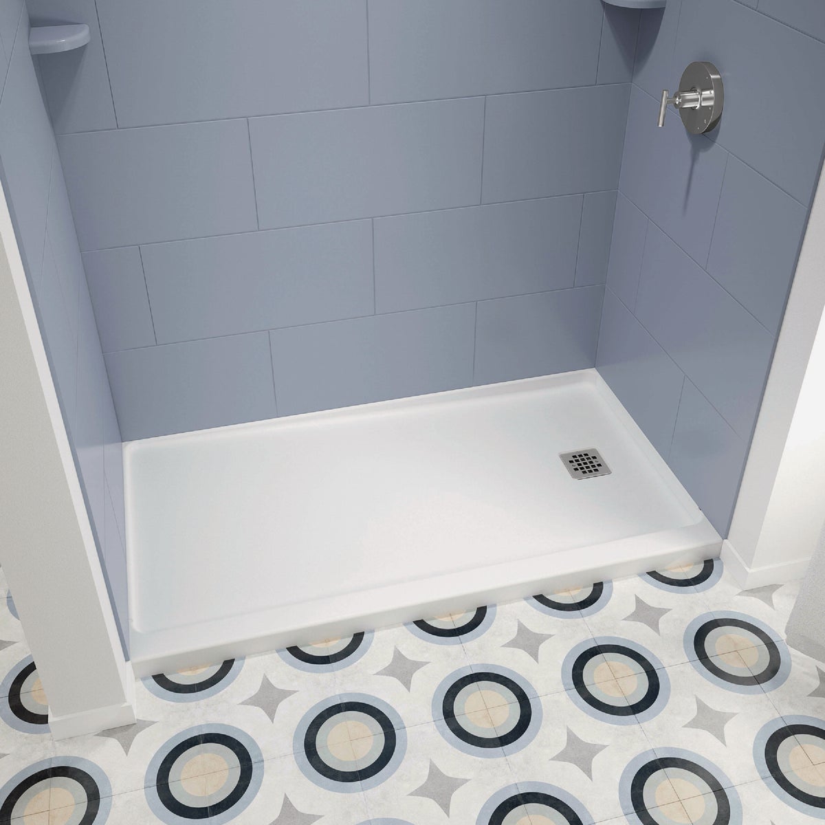 Bootz ShowerCast 6032 60 In. W. x 32 In. D. Left Drain Shower Floor in White Image 3
