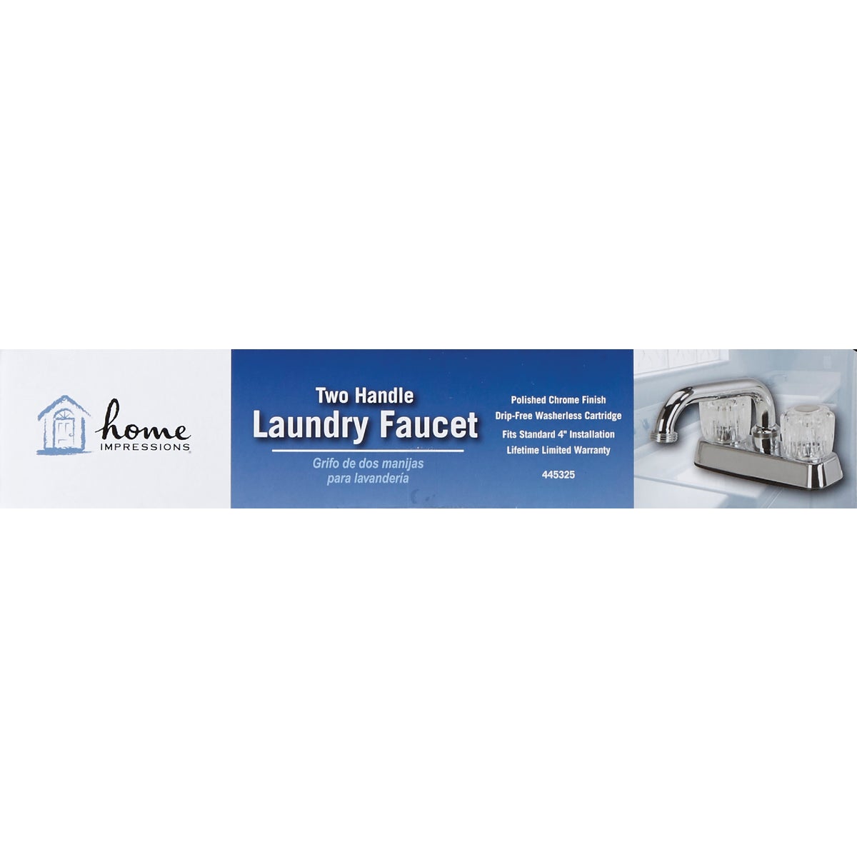 Home Impressions Chrome 4 In. Installation Solid Brass, Acrylic Handle Laundry Faucet Image 3